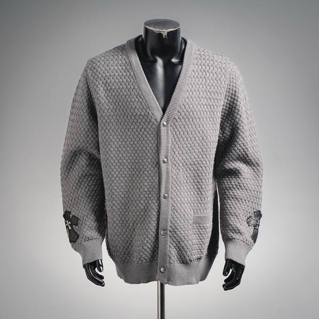 Chrome Hearts Ch patch leather label knitted cardigan sweater. After a month of