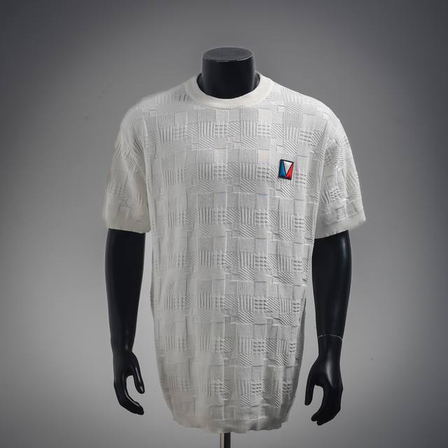 Louis Vuitton LV 25Ss Jacquard Knit Short-Sleeve Shirt with Silicone Applique on