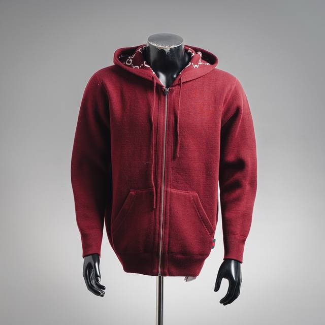 Top Quality Gucci 25Ss Monogram Reversible Cashmere Knit Jacket, Red. Originally