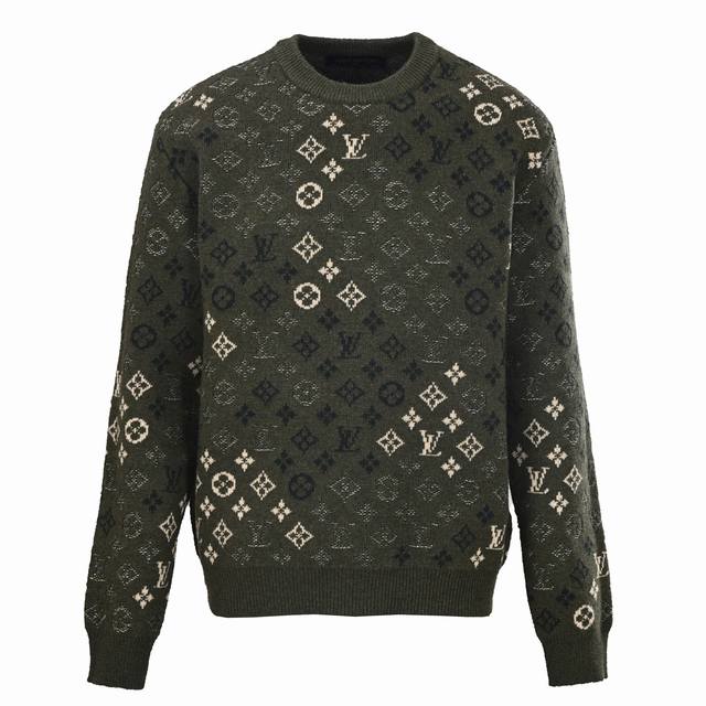 Louis Vuitton Jacquard Wool Crew Neck Sweater. Pattern and Color Scheme: The swe