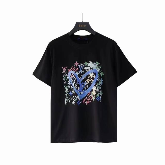 Real shot details + size chart Louis Vuitton*On 24Sslv Heart Graffiti Short-slee