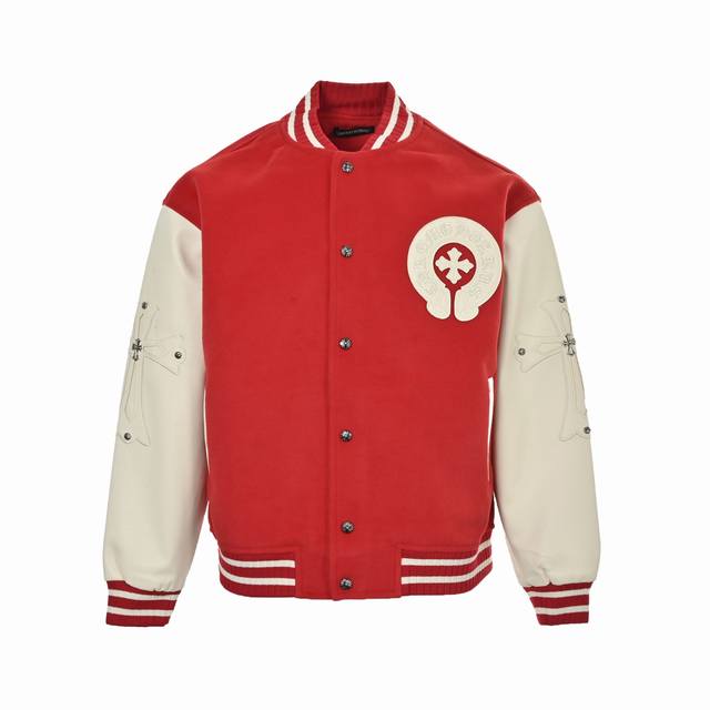 Chromehearts Cross Patchwork Baseball Jacket Warm Reminder: Hand washing or dry