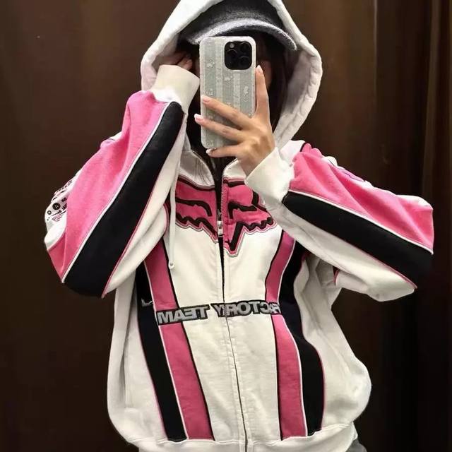 Model Image Supreme X Fox Racing Collaboration Fw25 Week 9 Zip Up Hooded Sweatsh