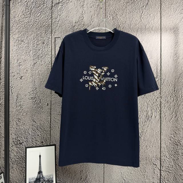 Lv Louis 2026 Spring/Summer New Short-Sleeve T-Shirt Heavyweight Pure Cotton Flo