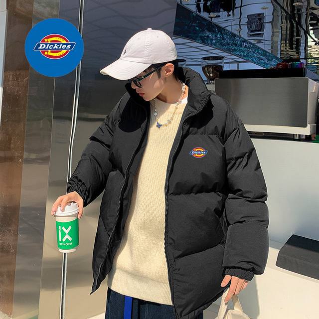 Dickies Overseas Basic Stand Collar Down Cotton Jacket, unisex style, classic lo