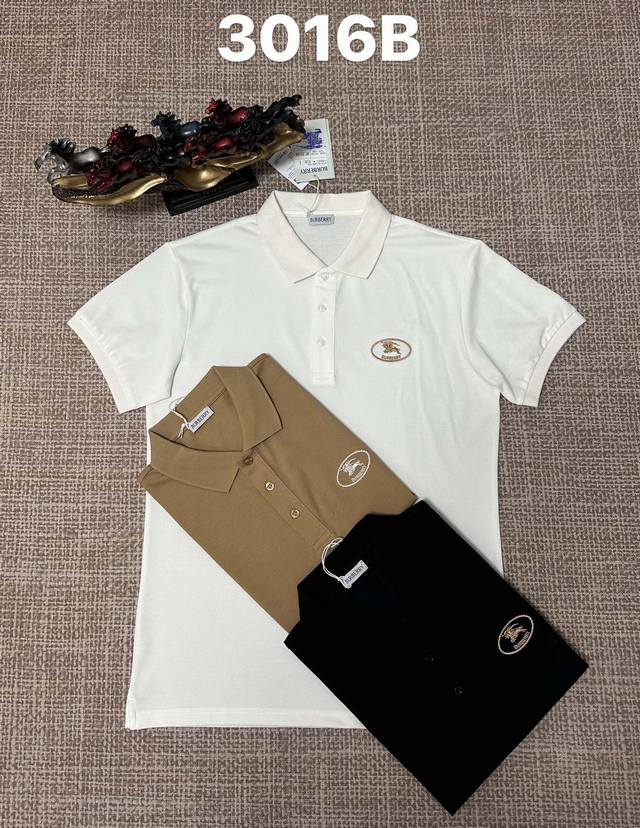 Burberry 3016Ba Men's Open-Chest Collar, Pure Cotton Fabric, Embroidery, Black,