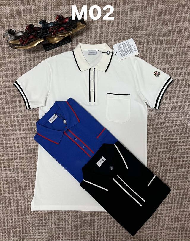 Moncler M02 men's open-chest style with turn-down collar, pure cotton fabric, p