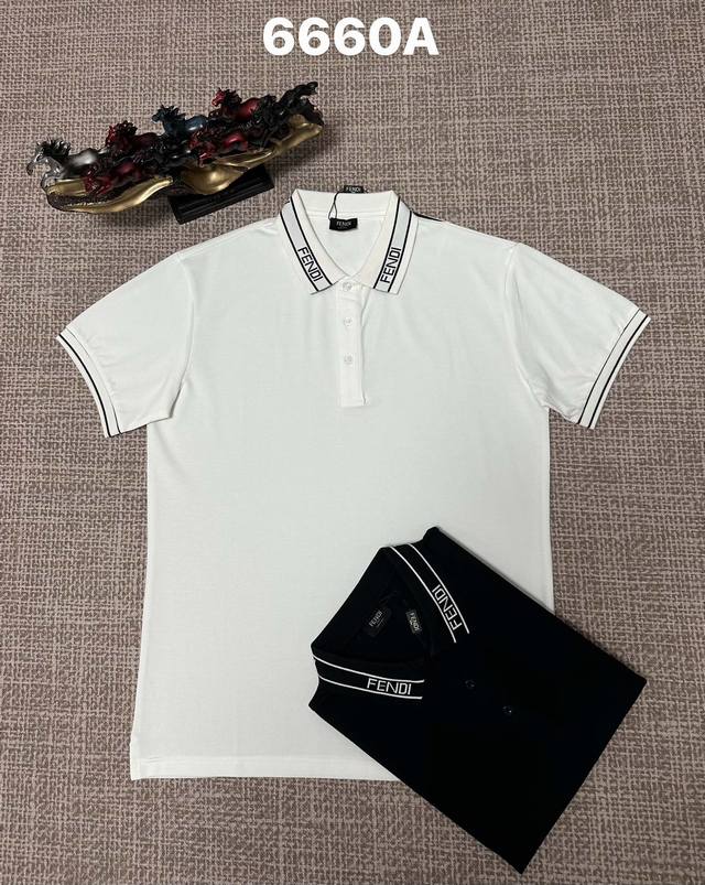 Fendi men's open-chest style with a turn-down collar, 6660A, pure cotton fabric