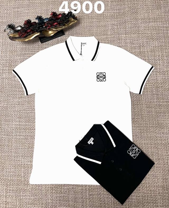 Loewe men's open-chest lapel style, 4900 model, pure cotton fabric, embroidered