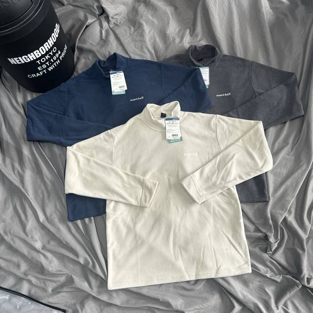 New color Montbell turtleneck self-heating fleece long-sleeved shirt. Sizes: S