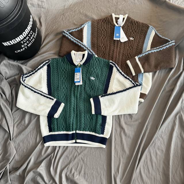 Ad Preppy Style Patchwork Cardigan Brown & Green S-XL Size S: Length 60cm, Chest