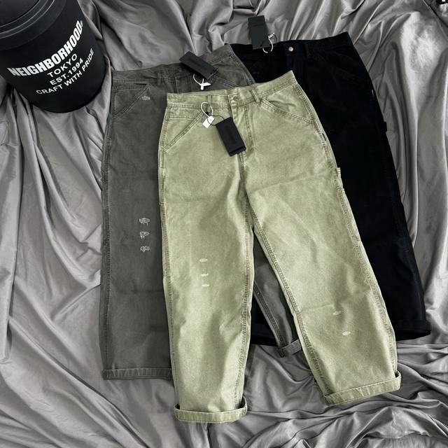 Neighborhood Washed Distressed Ripped Lumberjack Pants Nbh D Waist Hip Length S