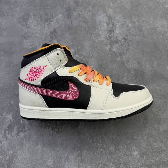 Local K version Air Jordan 1 Mid AJ1 Pink Black Mid-Top Casual Sneakers Ib7007-