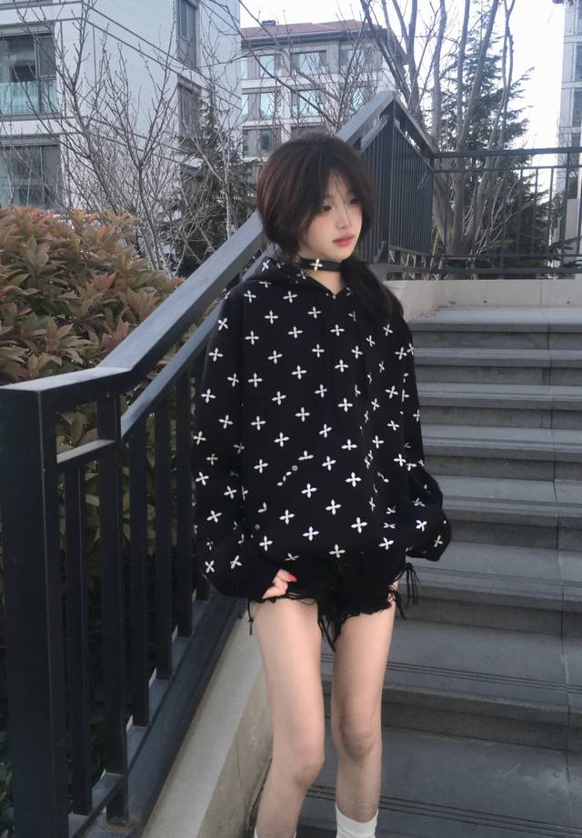 Chrome Hearts New Black All-Over Print Small Cross Print Cardigan Jacket, Unise