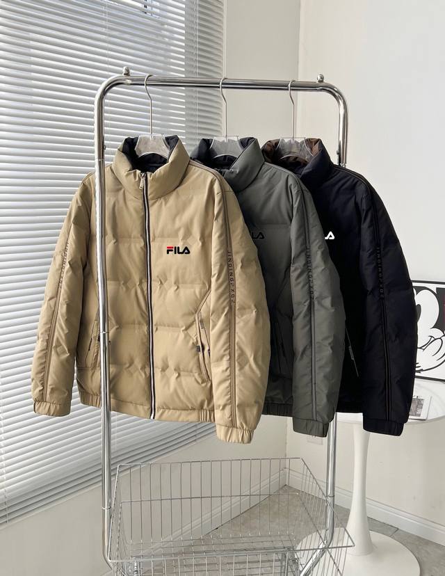 New Arrival Real Shots High-Quality Fila Men's Zipper Stand Collar Down Jacket T