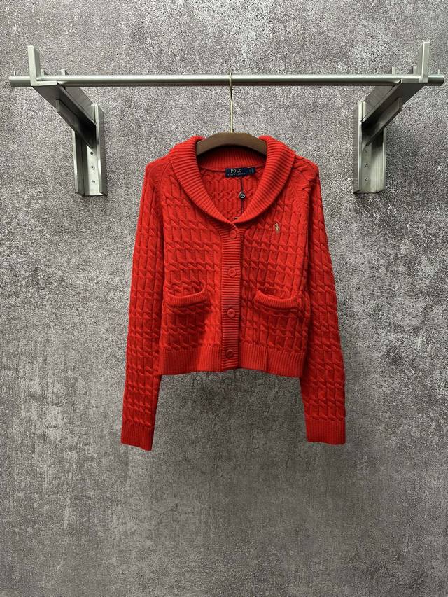 Ralph Lauren Red Cable Knit Cardigan. Brand new with tags, perfect details. Clas