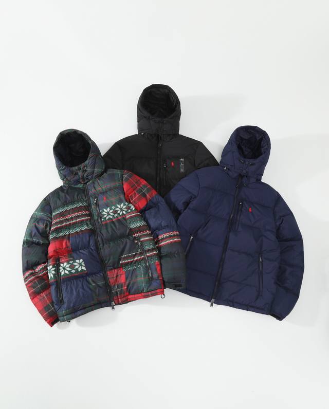 W41 Ralph Lauren Hooded Down Jacket New Christmas Color Block, Out of Stock in C