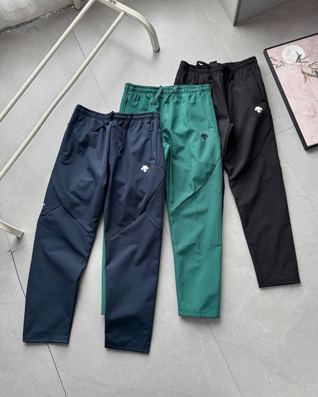 Descente 2025 Winter Men's Casual Sports Warm Fleece-Lined Softshell Pants This