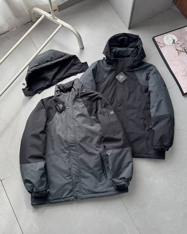 Kolon 2025 Newest Men's Hooded Cotton-padded Jacket! Detachable Hood! 's top-s