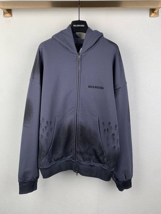 Balenciaga 25Ss Hooded Long-Sleeve Sweatshirt with Embroidered Letters and Hand-