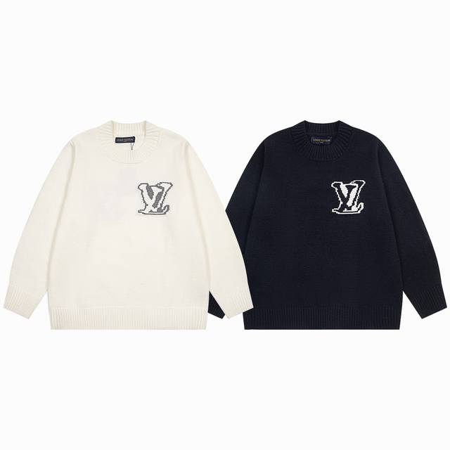 Style No.: Y274 Louis Vuitton Intarsia Series Solid Color Letter Logo Crew Neck