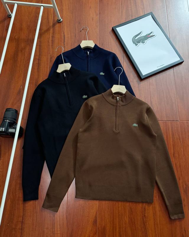 High-quality 1:1 replica of the Lacoste classic half-zip knit sweater, the same