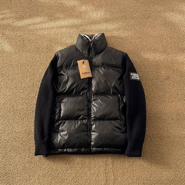 Burberry Hot Selling Knitted Sleeve Stand Collar Down Jacket Original 1:1 Custom