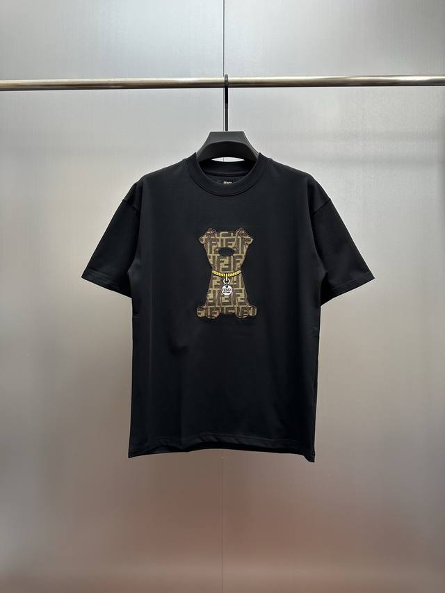 Fendi Cute Dog Embroidered Short-Sleeve T-Shirt ( ) Made of 320g heavyweight cot