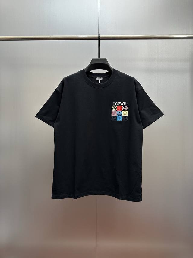 Loewe Colorful Square Embroidered Short-Sleeve T-Shirt ( ) Made of 320g heavywei