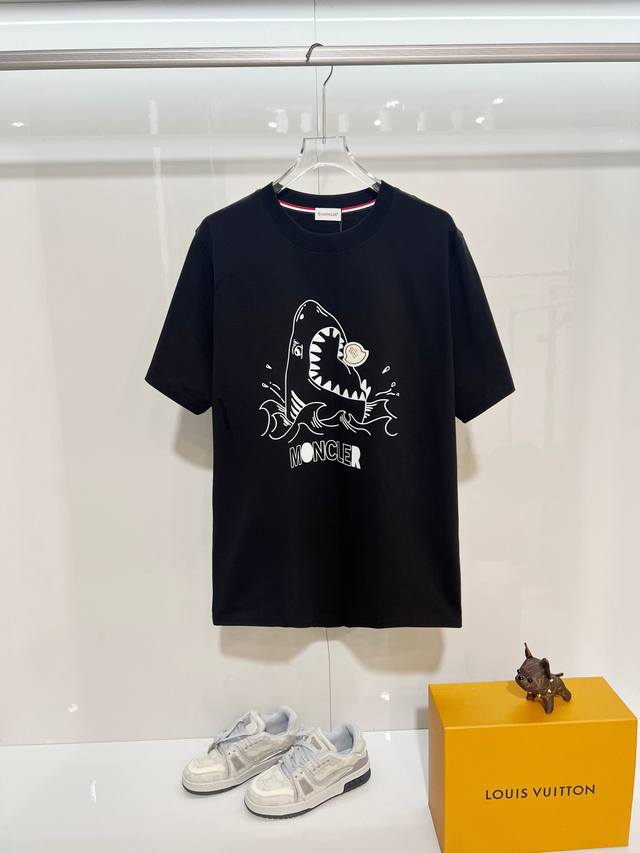 Moncler 300g 100% Cotton Crew Neck Short Sleeve T-Shirt. Features the brand's cl