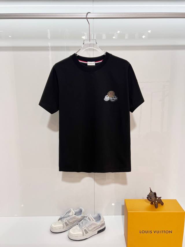 Moncler 300g 100% Cotton Crew Neck Short Sleeve T-Shirt. Features classic brand