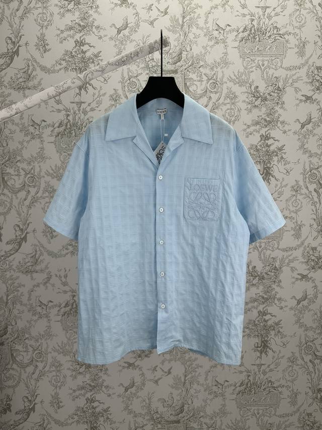 Loewe 25Ss New Men's Runway Collection Cotton Jacquard Short-Sleeve Shirt, Ligh