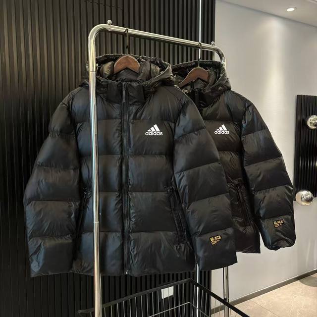 White duck down Adidas Originals New Black and Gold Down Jacket Hooded Unisex C