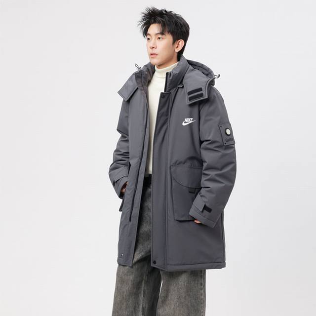Nike mid-length down-filled cotton coat, unisex, a must-have for your winter wa