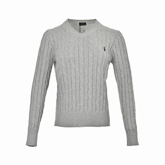 Ralph Lauren 24Fw Women's Cable Knit V-Neck Sweater Rl