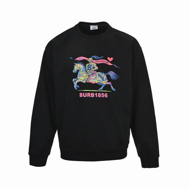 Burberry 25Fw Colorful Horse Print Crew Neck Sweatshirt 480G High-Grade Combed C