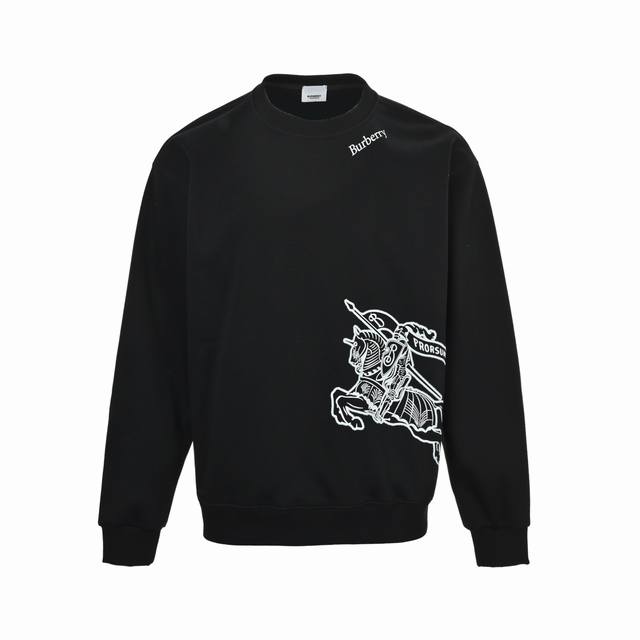 Burberry 25Fw Sketch Horse Print Crew Neck Sweatshirt 480G High-Grade Combed Cot