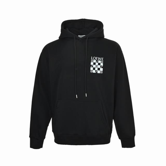 Loewe 25Fw Checkered Hooded Sweatshirt ( ) 480G High-Grade Combed Cotton Fabric,