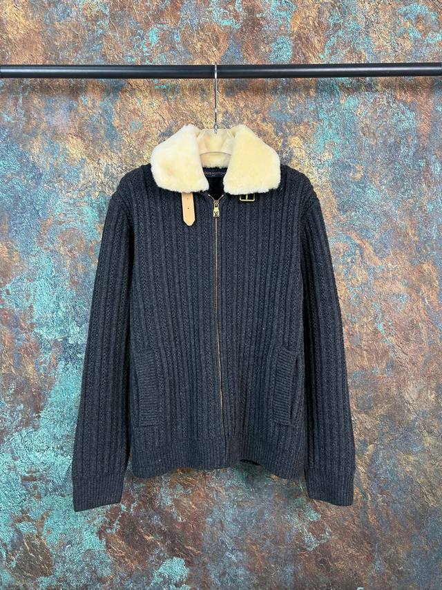 Louis Vuitton LV Fw26 Fall/Winter New Cashmere Collar Zipper Short Belt Jacket S