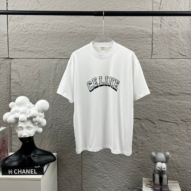 Celi* Celine 2025 Spring/Summer Simple Letter Flocking Craft Personalized Logo C