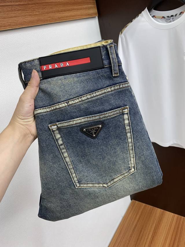 Prada 2025 Autumn/Winter New Men's Jeans - Original Fabric, Original Wash! Impo