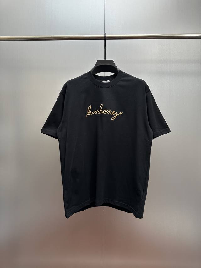 Burberry Gold Label Embroidered Black T-Shirt Made of 320g heavyweight fabric, t