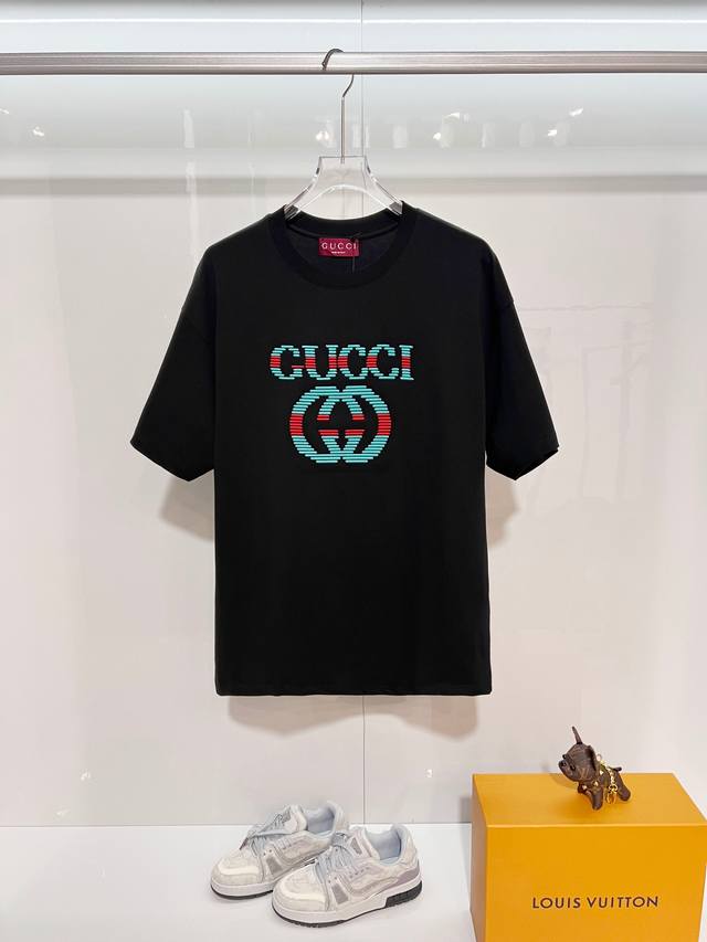 Gucci High-Quality 320g Crew Neck Short Sleeve T-Shirt. Features classic brand d