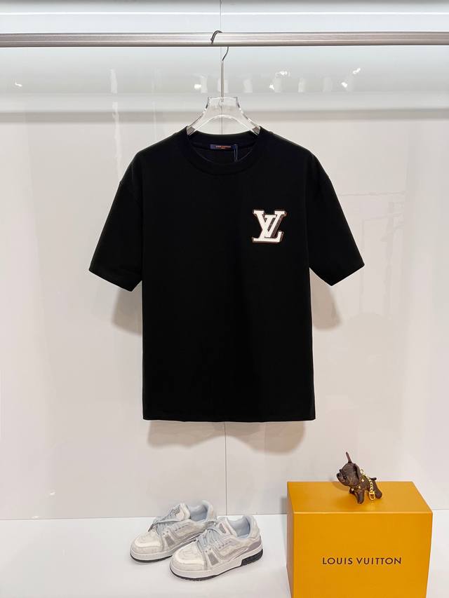 Louis Vuitton High-Quality 320g Crew Neck Short Sleeve T-Shirt. Brand Classic 1V