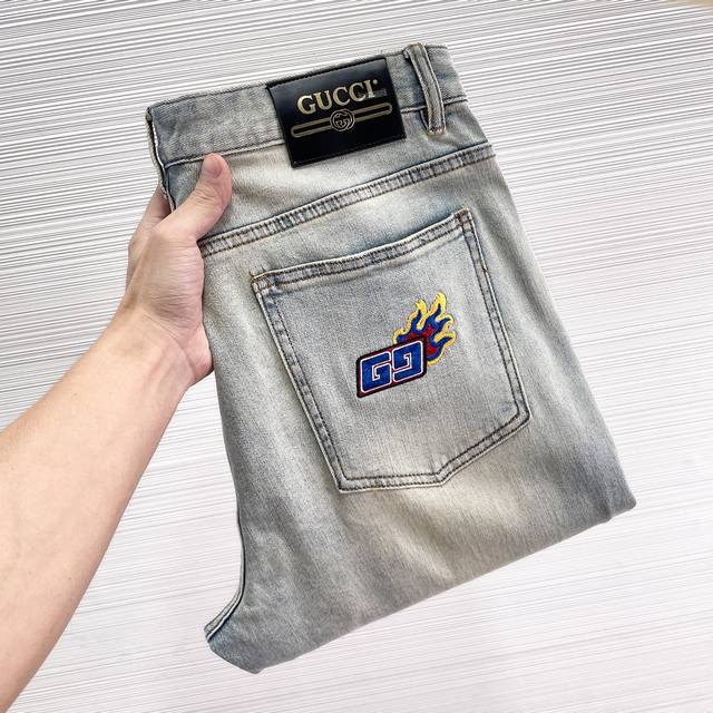 Gucci 25Ss Autumn/Winter New Arrival Original Quality Washed Jeans, High-End Qu