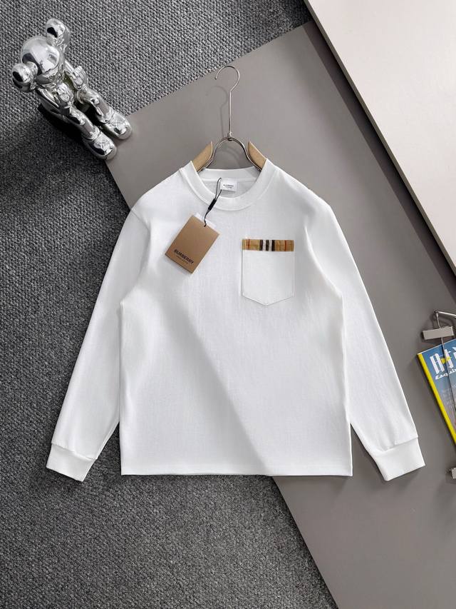 Burberry 2025 Fall/Winter New Crew Neck Long Sleeve T-Shirt. Made from imported