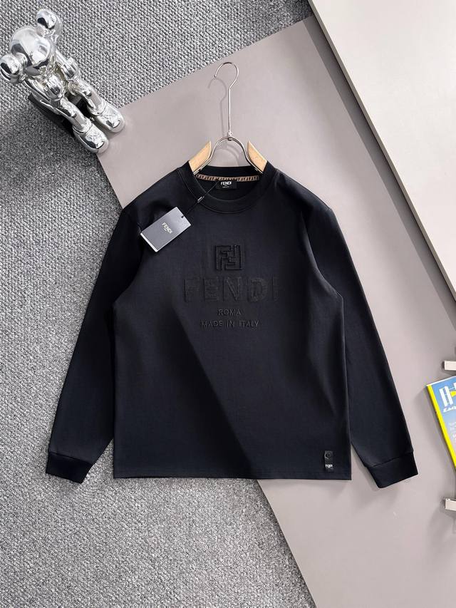 Fendi 2025 Autumn/Winter New Crew Neck Long Sleeve T-Shirt. Made of imported pur