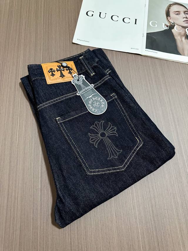 Chrome Hearts Stretch Slim Fit Straight Leg Jeans, All Seasons! High-quality st