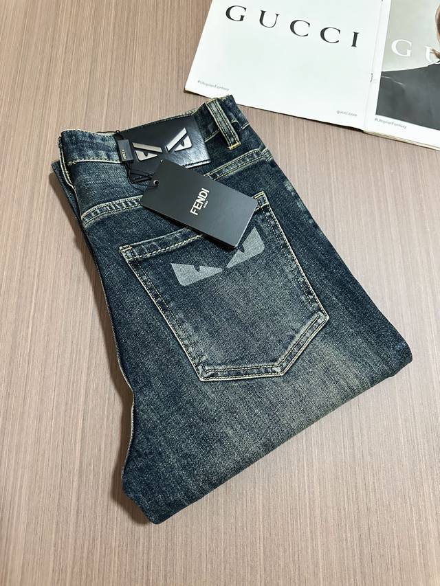 Fendi Stretch Slim Fit Straight Leg Jeans, All Seasons! High-quality stretch jea