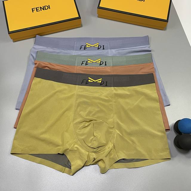Fendi 1 box of 3~Original quality! Must-have men's boxer briefs! High-grade ice